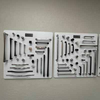 Hardware display at Coastal Cabinets in Seminole, FL